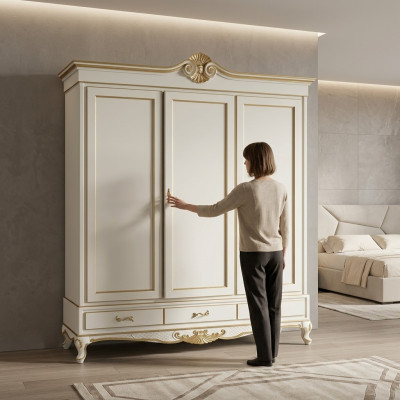 Armoire classique en bois pour vêtements de style r pour chambre à coucher.
