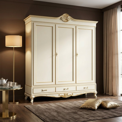 Armoire classique en bois pour vêtements de style r pour chambre à coucher.