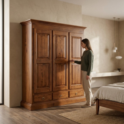 Armoire de vêtements de luxe Armoires à vêtements Meubles en bois Marron neuf