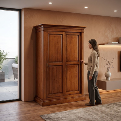 Armoire en bois massif Mobilier de chambre Armoire Marron Armoires