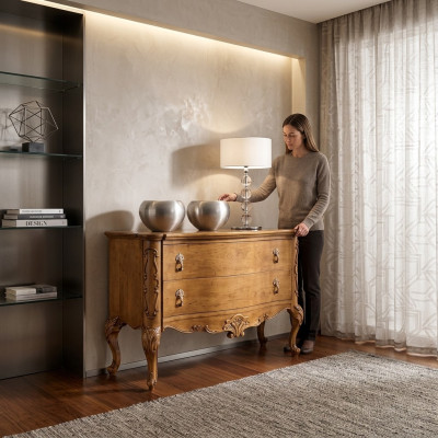 Commode Mobilier de luxe Design Bois Chambre Armoire en bois Marron Nouveau