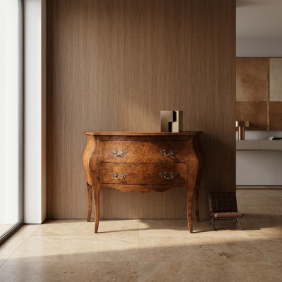 Meubles italiens Commode marron en bois de concepteur pour chambre à coucher.