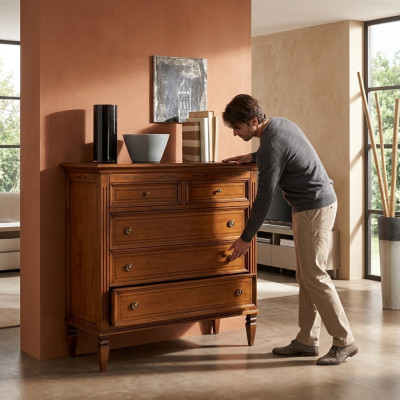 Commode de chambre de luxe avec 5 tiroirs Design de meuble en bois Nouveau