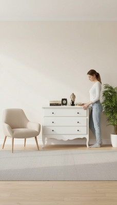 Style de meuble italien Commode blanche Buffet en bois de designer Meuble neuf