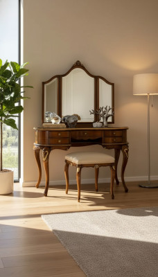 Coiffeuse Miroir Console de luxe Commode Chambre en bois Design neuf