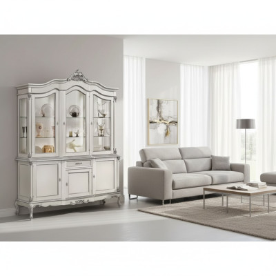 Vitrine Armoire en verre Bois massif Vitrine Buffet Salon italien Mobilier neuf
