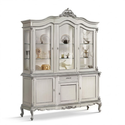 Vitrine Armoire en verre Bois massif Vitrine Buffet Salon italien Mobilier neuf