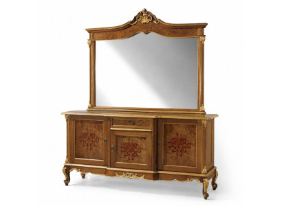 Set de meubles de style italien, deux pièces. Enfilade en bois massif avec miroir