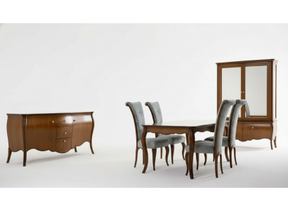 Ensemble complet Table à manger 4x chaises Salle à manger Ensemble Groupe de bois Vitrine 7pcs