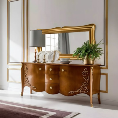 Buffet Mobilier italien Miroir Commode en deux parties Buffet Armoire en bois