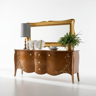 Buffet Mobilier italien Miroir Commode en deux parties Buffet Armoire en bois