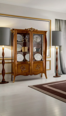 Vitrine de présentation en bois de luxe Buffet Design Marron Mobilier italien Armoire nouveau