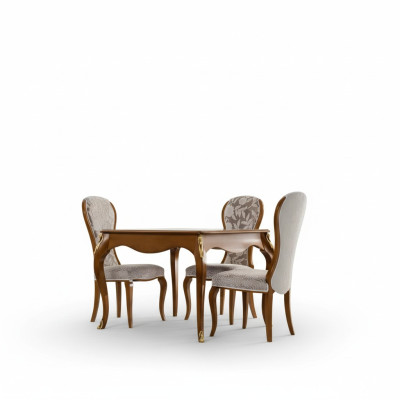 Ensemble de salle à manger de luxe Marron, Ensemble de table classique 4 chaises 5 pièces.