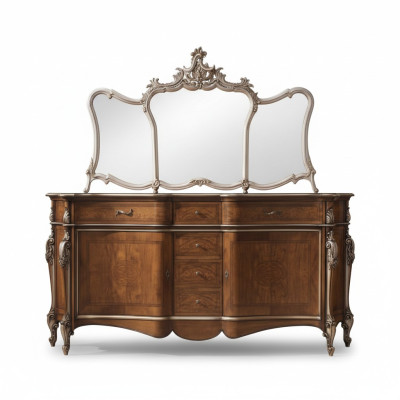 Bahut avec miroir Bahut de salon Design de meubles Armoire Marron neuf