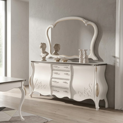Buffet avec miroir Buffet de salon Mobilier en bois Design Blanc neuf