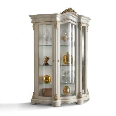 Vitrine armoire en bois classique blanc Design Armoires Salon en verre
