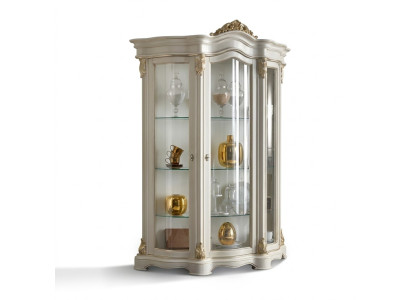 Vitrine armoire en bois classique blanc Design Armoires Salon en verre