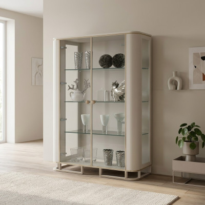 Meuble de vitrine de designer en bois blanc de luxe Vitrine d’exposition Design Cabinet Mobilier en bois italien