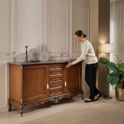 Buffet Commode Buffet en bois massif Salle de séjour Italie Armoire Mobilier