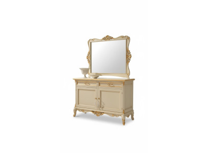 Luxe Buffet Miroir 2pcs Commodes Design de Salon Mobilier Beige