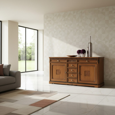 Design de meuble d'appoint classique, commodes en bois brun de luxe, armoire en bois.