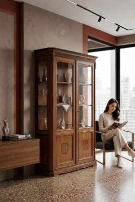 Conception de meubles italiens en bois de style classique Vitrine Armoire Étagère