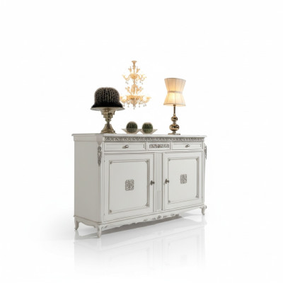 Bahut Commode Armoires de luxe Salon Bois Blanc Mobilier Classique