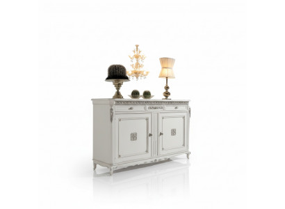 Bahut Commode Armoires de luxe Salon Bois Blanc Mobilier Classique