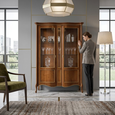 Meubles de luxe en bois italien de style classique Vitrine Salon nouveau
