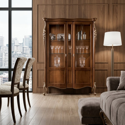 Meubles de luxe en bois italien de style classique Vitrine Salon nouveau