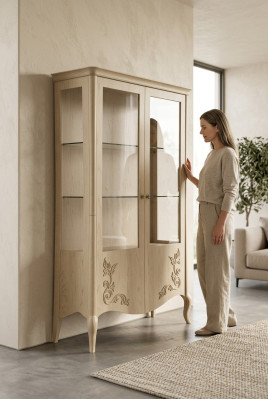 Vitrine en bois de luxe de design classique Buffet italien beige