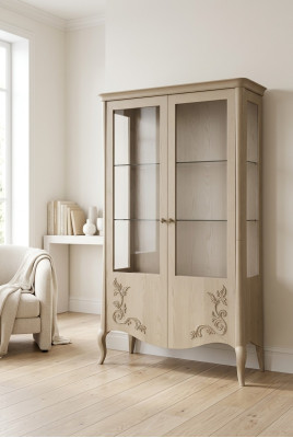 Vitrine en bois de luxe de design classique Buffet italien beige