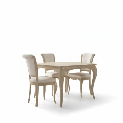 Ensemble de salle à manger 6 pièces. Table à manger 4x Chaises Buffet Groupe de meubles Beige