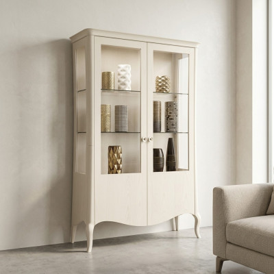 Vitrine Armoire de luxe Armoire en bois blanc Salon Armoire en verre nouvelle