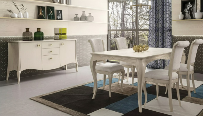 Ensemble de salle à manger table à manger blanche 4x chaises buffet design élégant neuf 6 pièces.