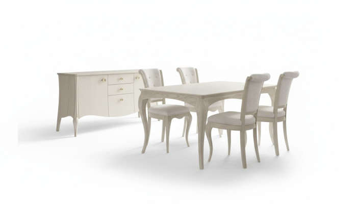 Ensemble de salle à manger table à manger blanche 4x chaises buffet design élégant neuf 6 pièces.