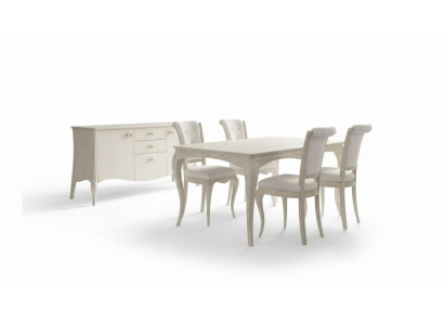 Ensemble de salle à manger table à manger blanche 4x chaises buffet design élégant neuf 6 pièces.