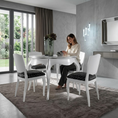Table à manger Salle à manger Bois Blanc Table ronde Meubles classiques italiens Tables nouvelle