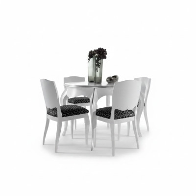 Table à manger Salle à manger Bois Blanc Table ronde Meubles classiques italiens Tables nouvelle