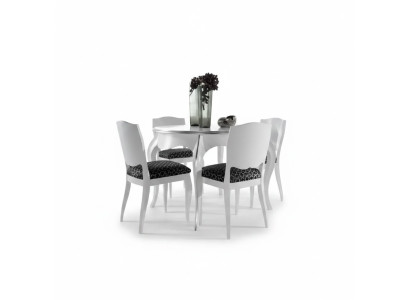 Table à manger Salle à manger Bois Blanc Table ronde Meubles classiques italiens Tables nouvelle