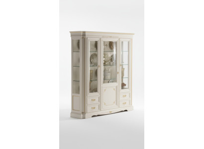 Vitrine classique Armoire de luxe blanche Style italien en bois Meubles en verre