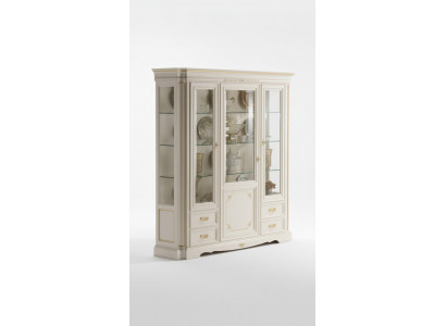 Vitrine classique Armoire de luxe blanche Style italien en bois Meubles en verre
