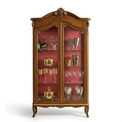 Vitrine en bois Meubles en verre Armoire Marron Vitrines Salon Buffet Nouveau