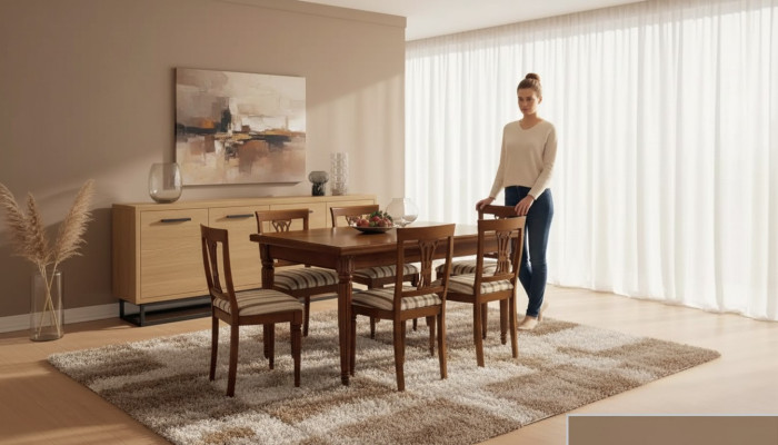 Table à manger Ensemble de meubles 4x chaises Set 7 pièces. Salle à manger de design Neuv.
