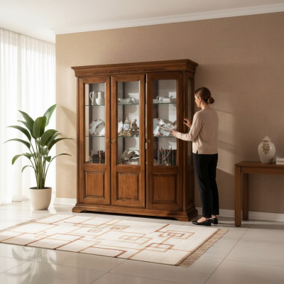 Vitrine Classique Italienne Salon Marron Armoires Buffet neuf