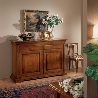 Meuble de style italien Buffet Marron de Luxe Commode en Bois Salon