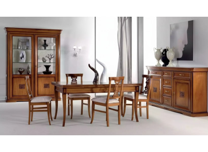 Ensemble de salle à manger Design Suite 7 pièces Meubles en bois 4x chaises Table Vitrine nouvelle