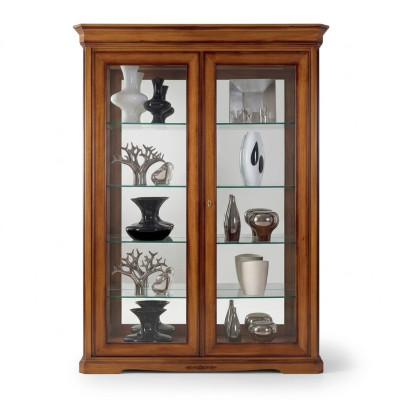 Vitrine classique Armoire Display Classic Vitrine en verre Marron Armoires en bois