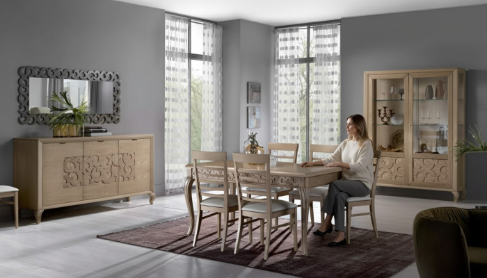 Ensemble de salle à manger design Table à manger 8 pièces Meubles en bois Bahut 4 chaises neuf