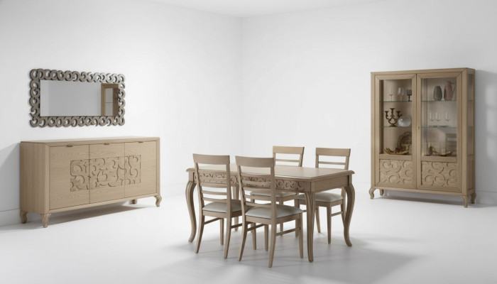 Ensemble de salle à manger design Table à manger 8 pièces Meubles en bois Bahut 4 chaises neuf